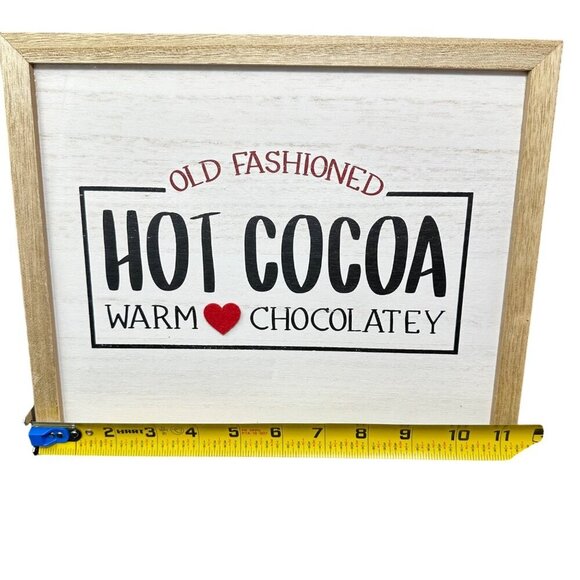 Rustic Hot Cocoa Sign Warm Chocolate Wood Wall Decor 11x9 Kitchen Holiday Winter - Picture 5 of 8